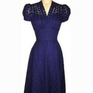 Trashy diva eyelet lace navy dress